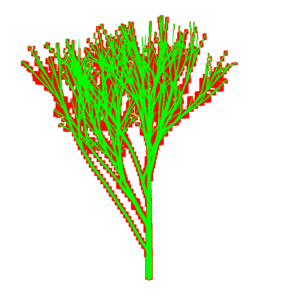 An image showing hitting/missing rays with AABBs